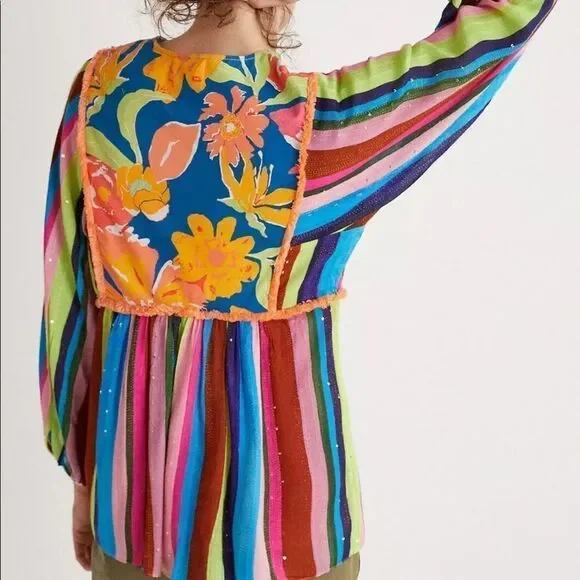 NWT Anthropologie Verb Pallavi Singhee Babydoll Blouse XS B-1285 - Picture 3 of 4